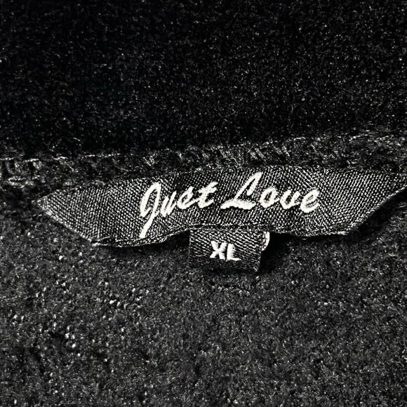 Vtg Just Love Christmas Tree XL Long Sleeve Velour Sweater Black Fleece Green - Picture 5 of 8